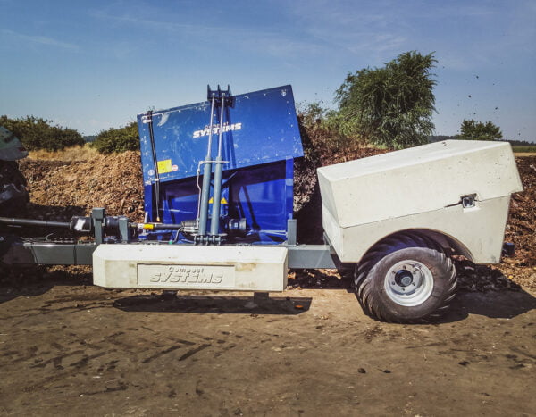Compost Systems ST350 compost turner showing counterweights